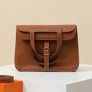 High-end Hermes 2026 Halzan Bag 22cm Golden Brown Swift Leather