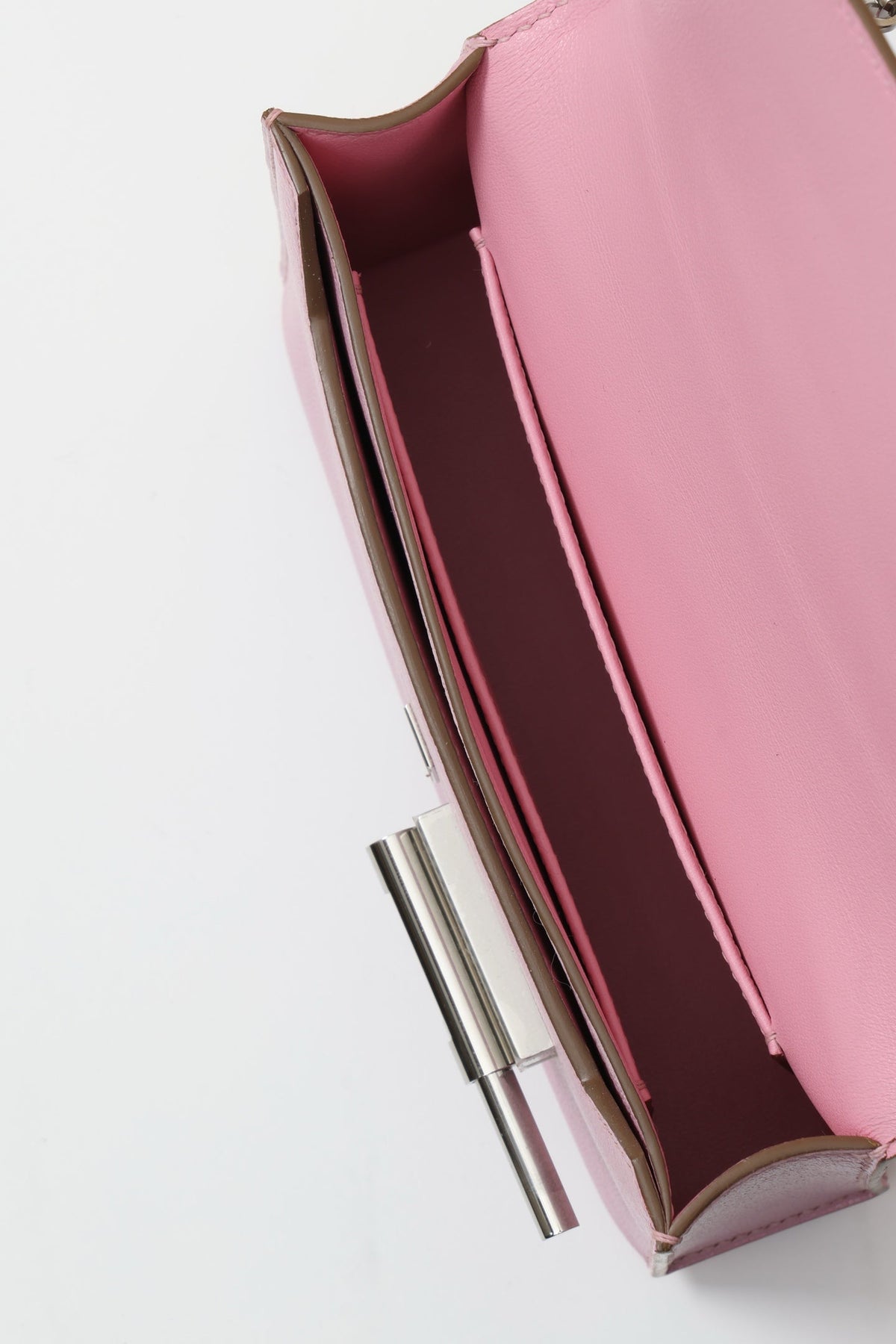 High-end Hermes 2026 Verrou Chaine Bag 17cm Pink Goatskin