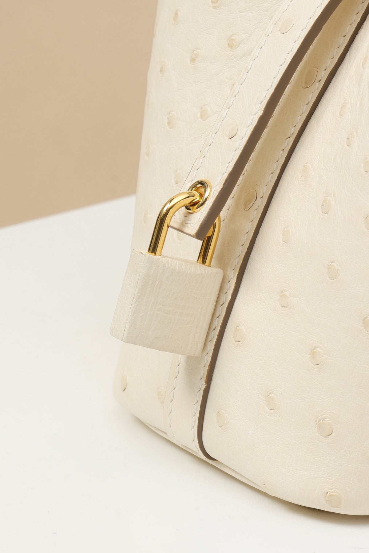 High-end Hermes 2026 Picotin Lock 14 Bag Cream White Ostrich Leather