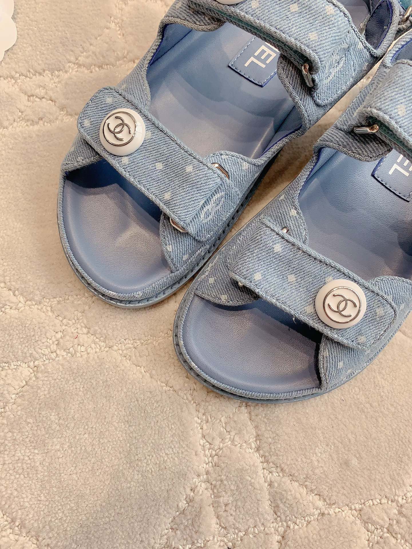 Chanel 2026 Printed Velcro Dad Sandals Fabric 977458
