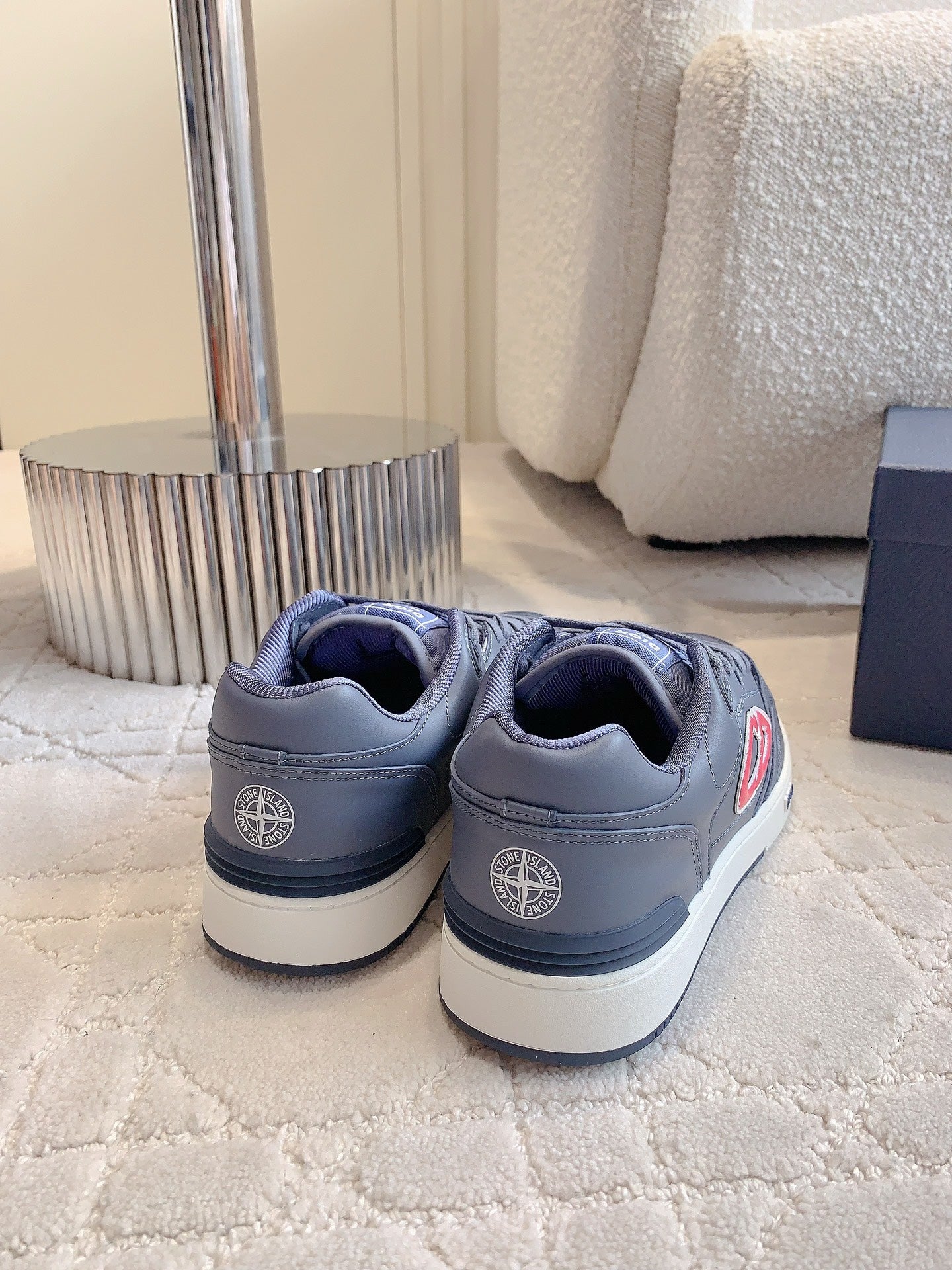 CD AND STONE ISLAND B57 Low-Top Sneaker â€“ Limited And Numbered Edition Blue Mix Red Calfskin