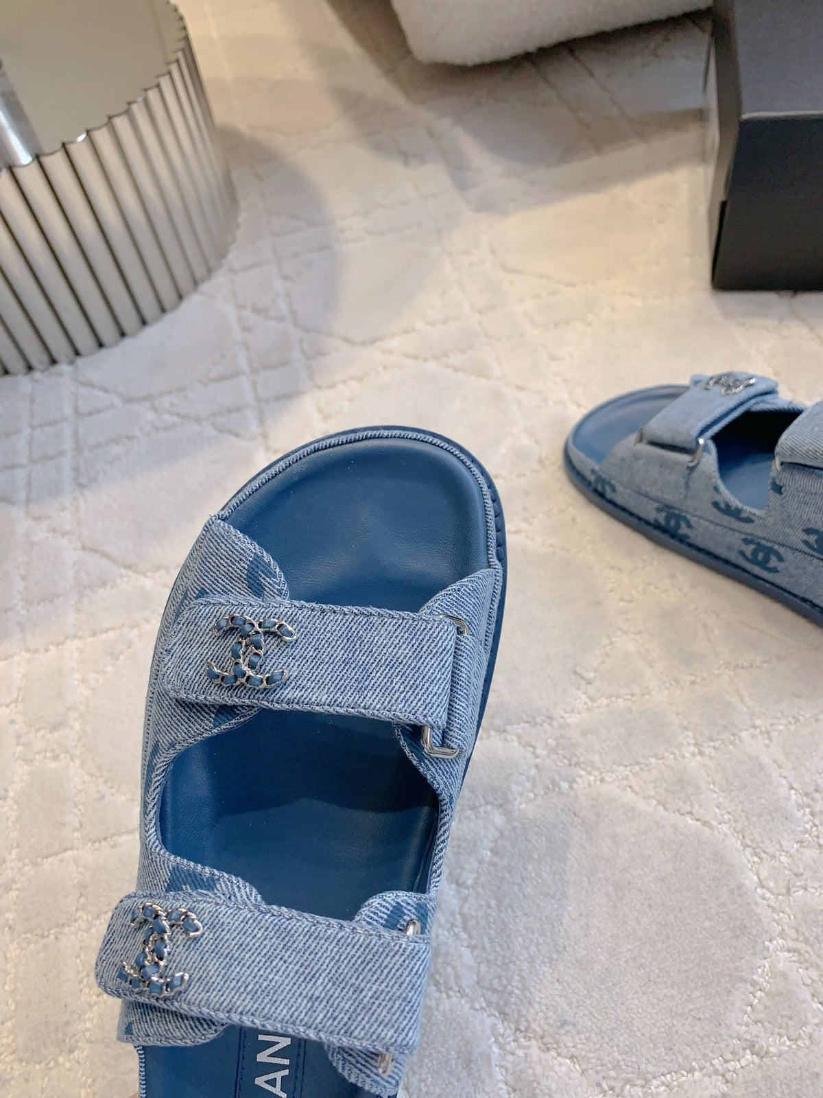 Chanel 2026 Velcro Dad Sandals Blue Denim 977447