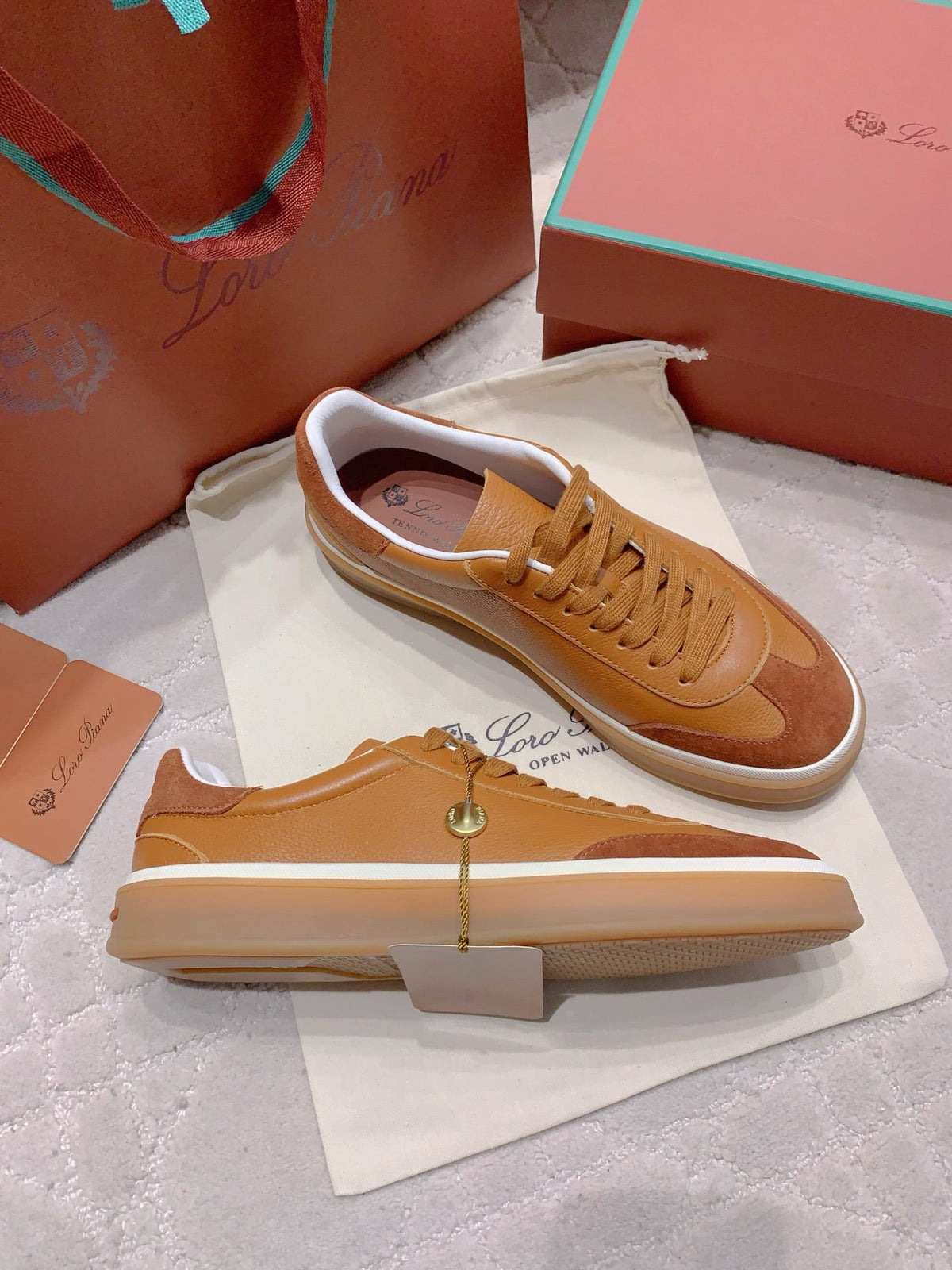 LP sneaker unisex style brown sheepskin mix suede 382664