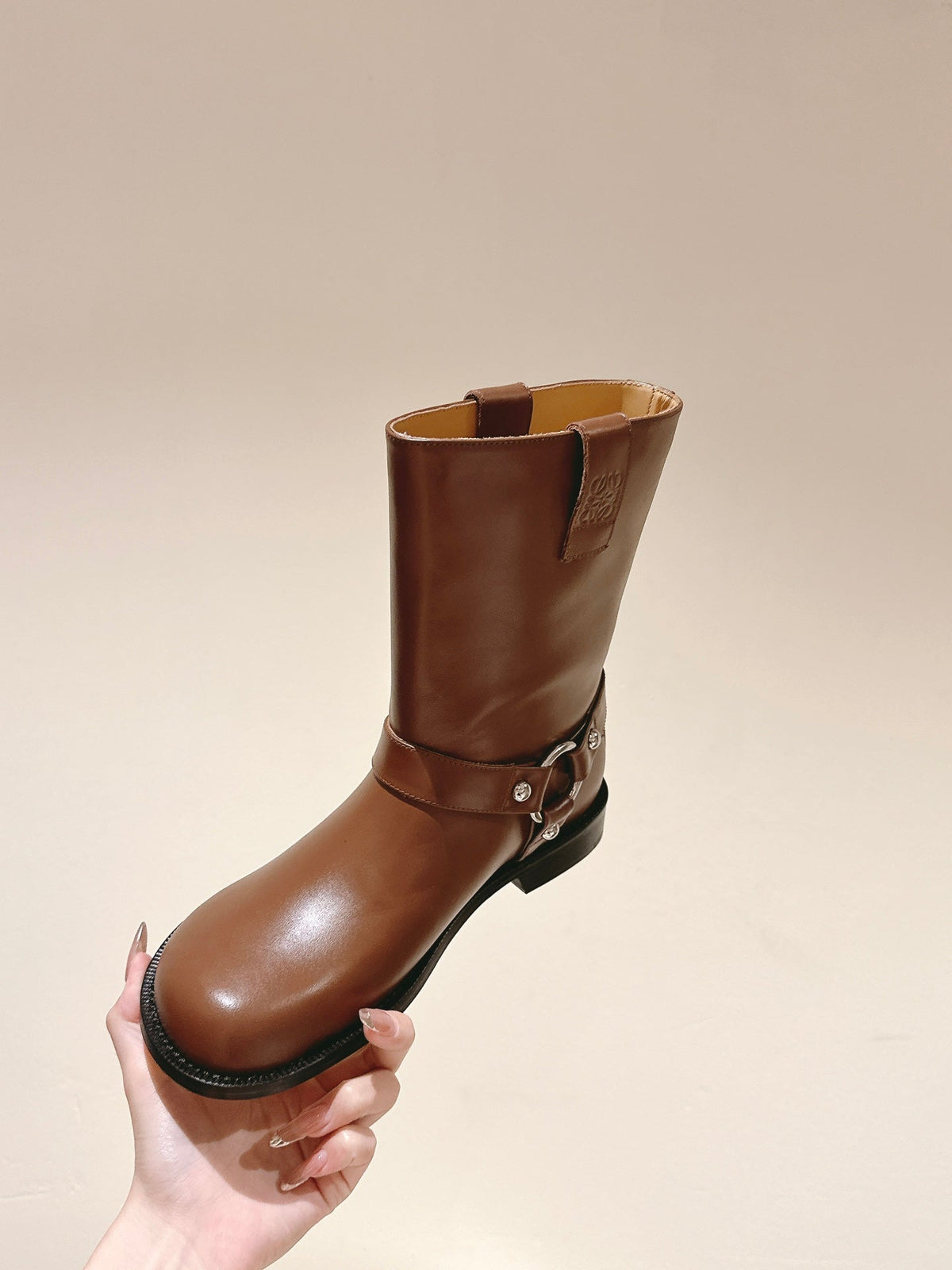 Loewe 2026 Campo Biker Boots Patent Leather 654244
