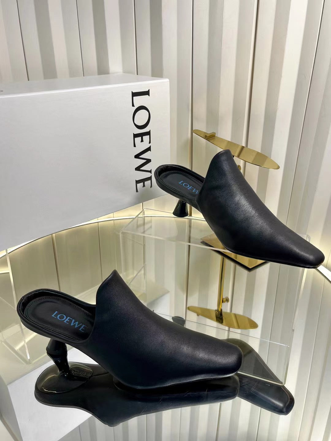 Loewe 2026 Emily Heeled Mule 50mm Leather 139084