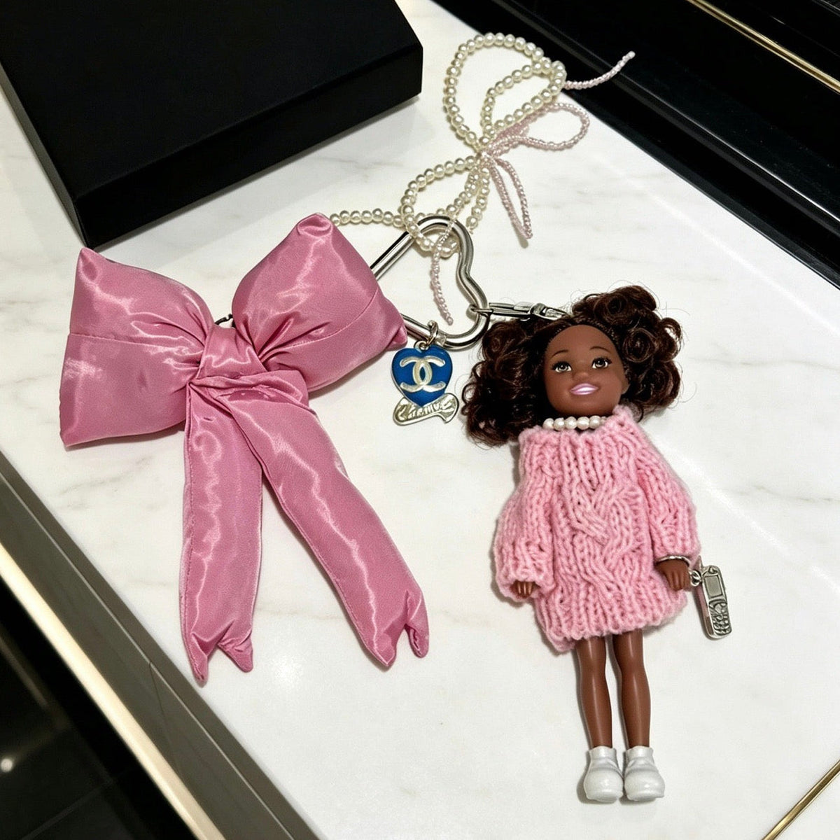Chanel Pink Bow Doll Bag Charm