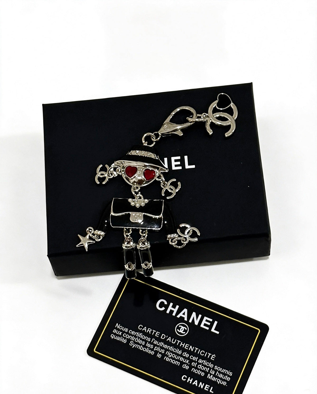Chanel Black Silver Doll Charm