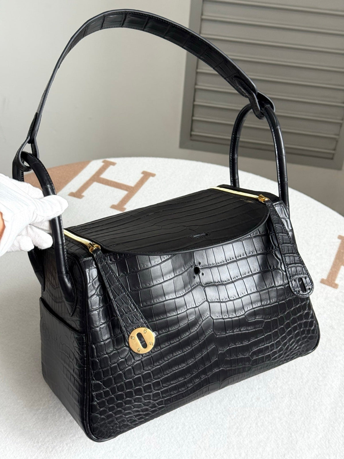 High-end Hermes 2026 Lindy 30cm Black Crocodile Leather