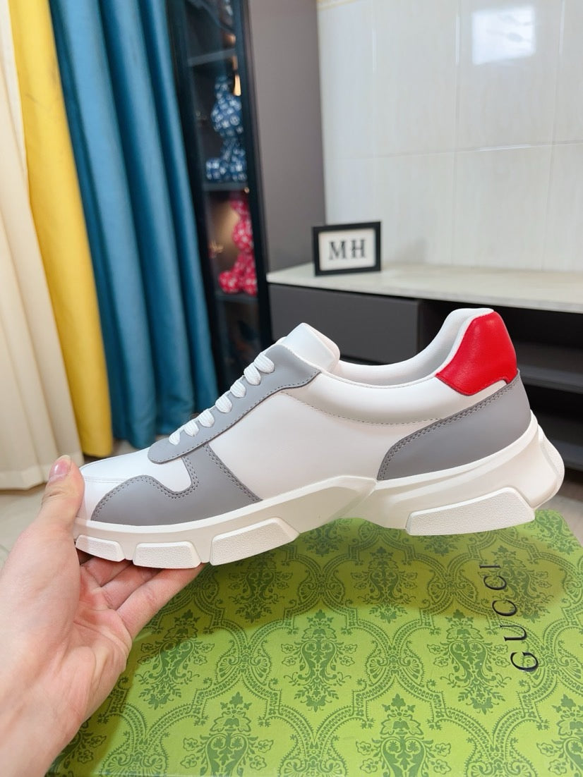 GG Men's ACE Sneaker White Grey Calfskin 523321
