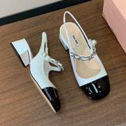 Miumiu 2026 Slingback 45mm White Black Patent Leather 945705