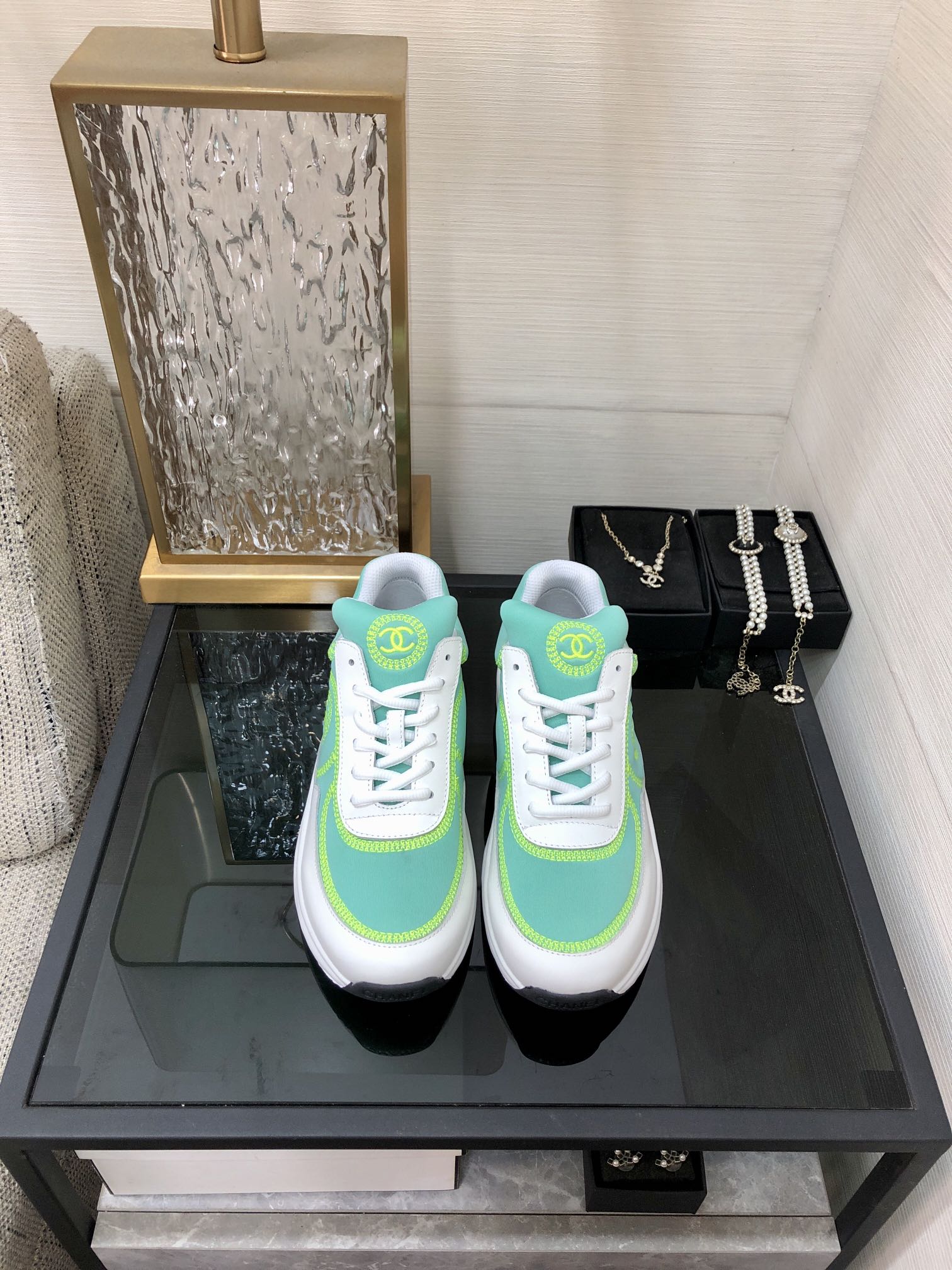 CC Sneaker Turquoise Mix White Fabric