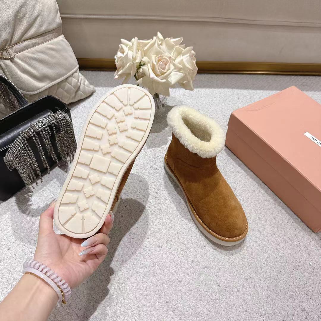 Miumiu 25 Boot Brown Mix White Suede Wool 510245