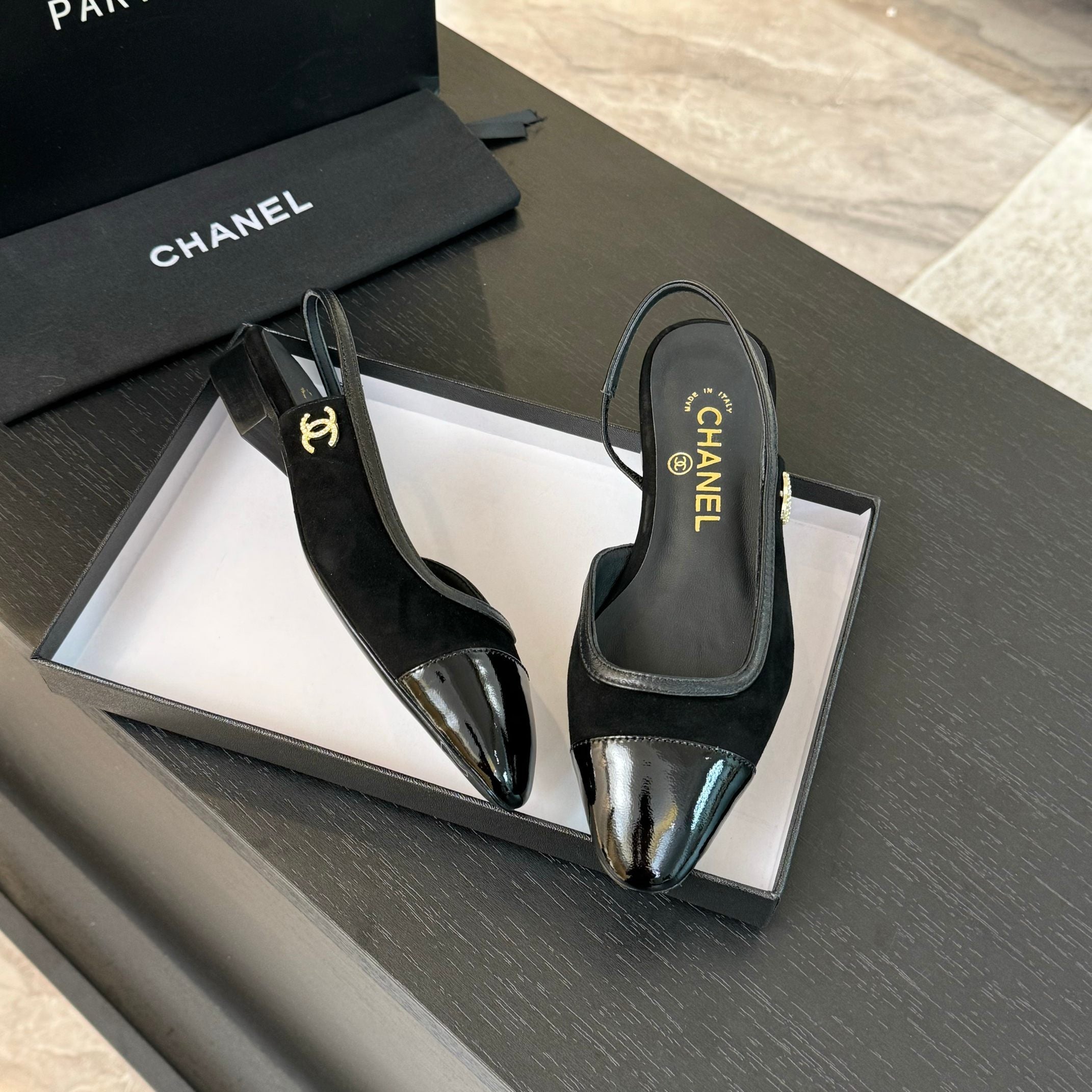 CC Slingback Black Suede