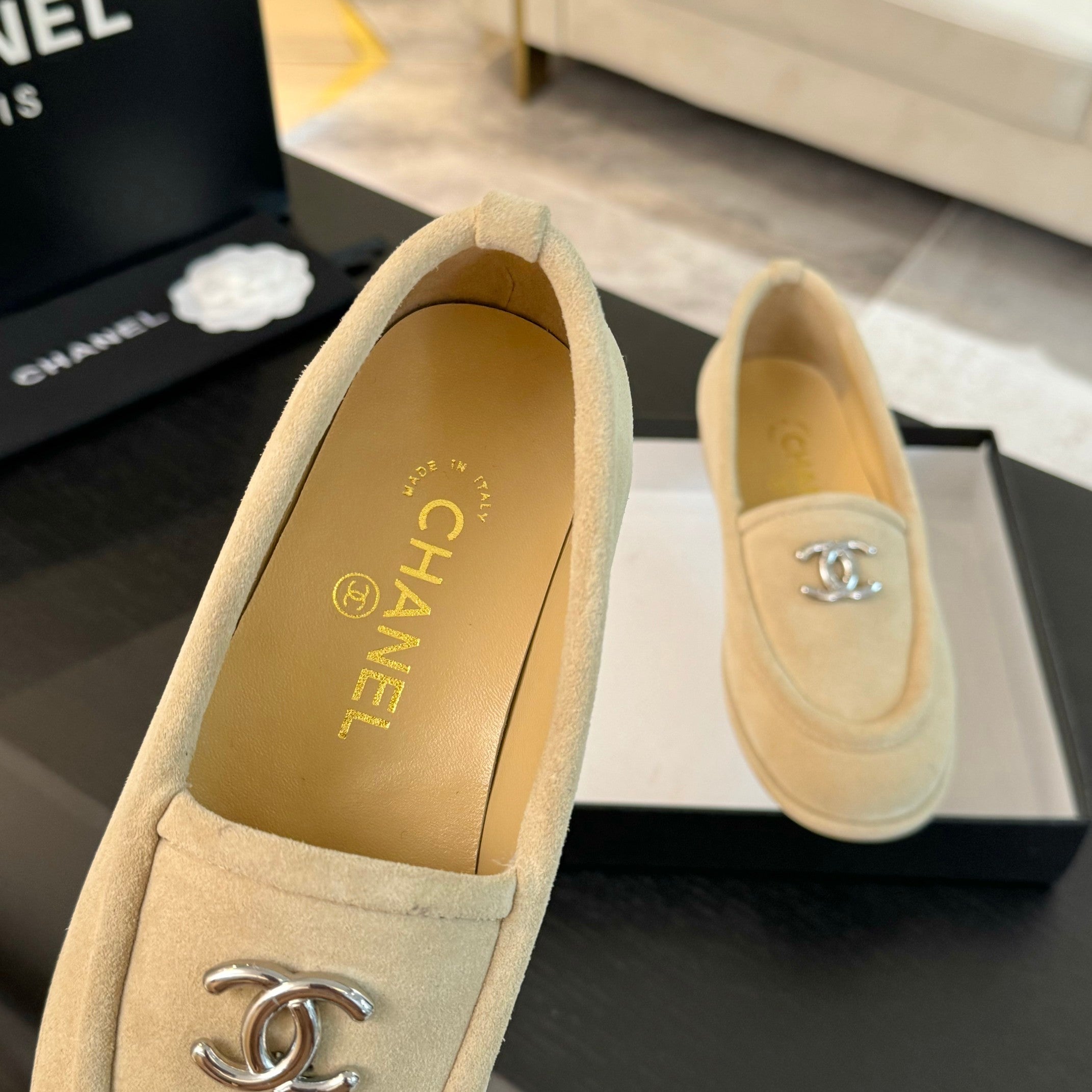 CC Moccasins Beige Suede