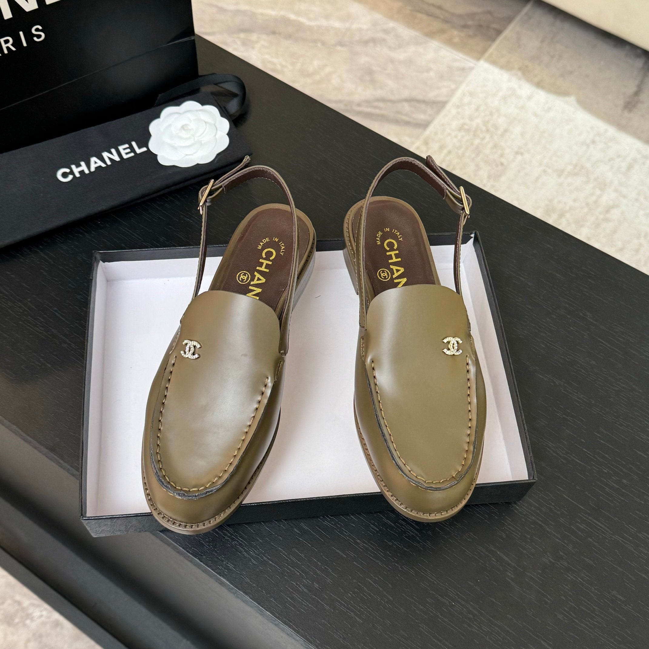 CC 25C Slingback Loafer Bronze Olive Patent Leather