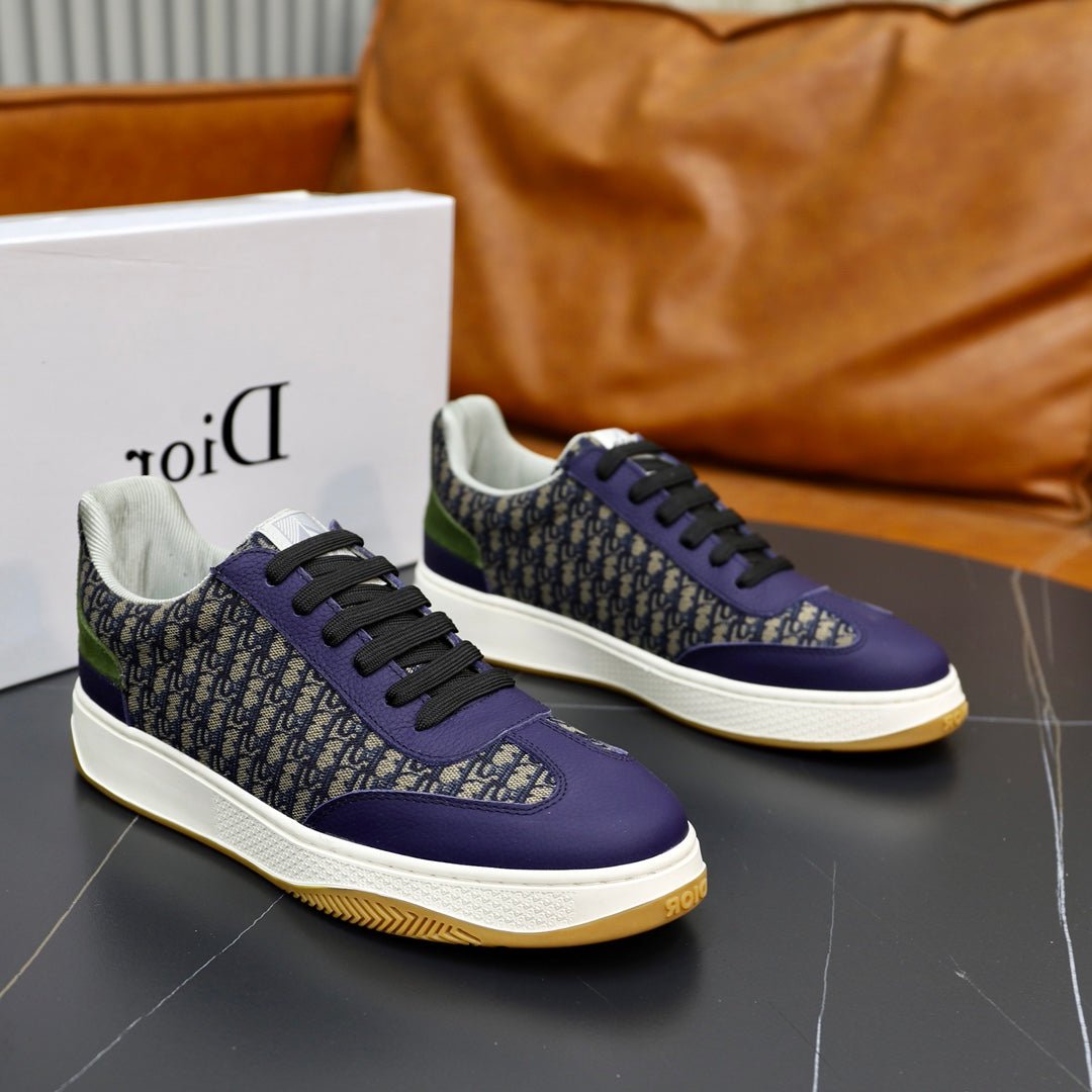 CD HOMME SNEAKERS NAVY CALFSKIN AND JACQUARD