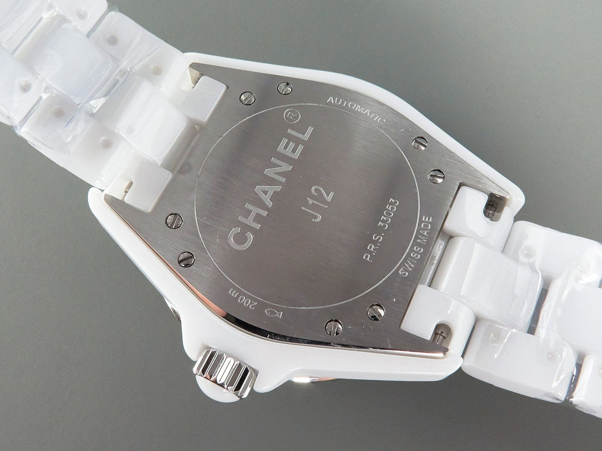 J12 Date Automatic White Ceramic Black Numerals White Dial