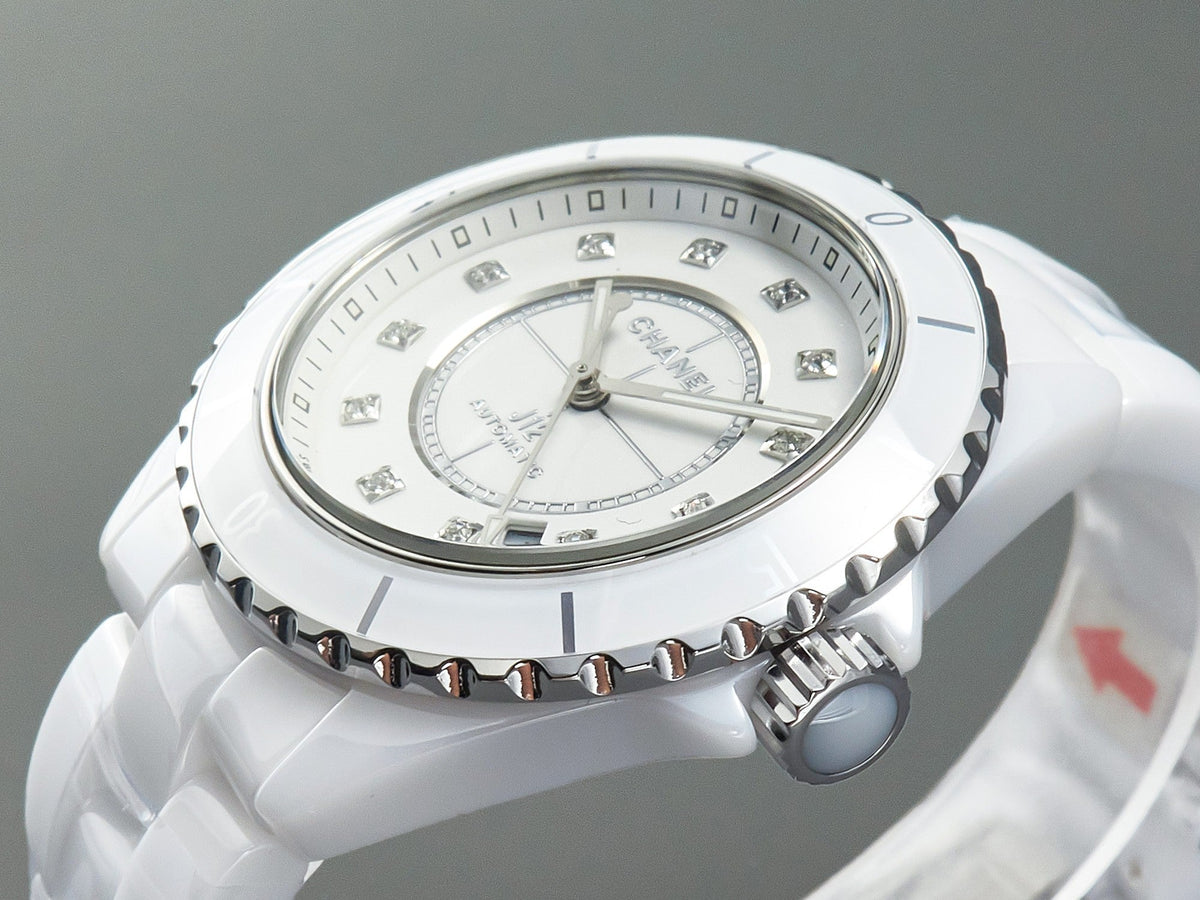 J12 Automatic White Ceramic Diamond Numerals White Dial