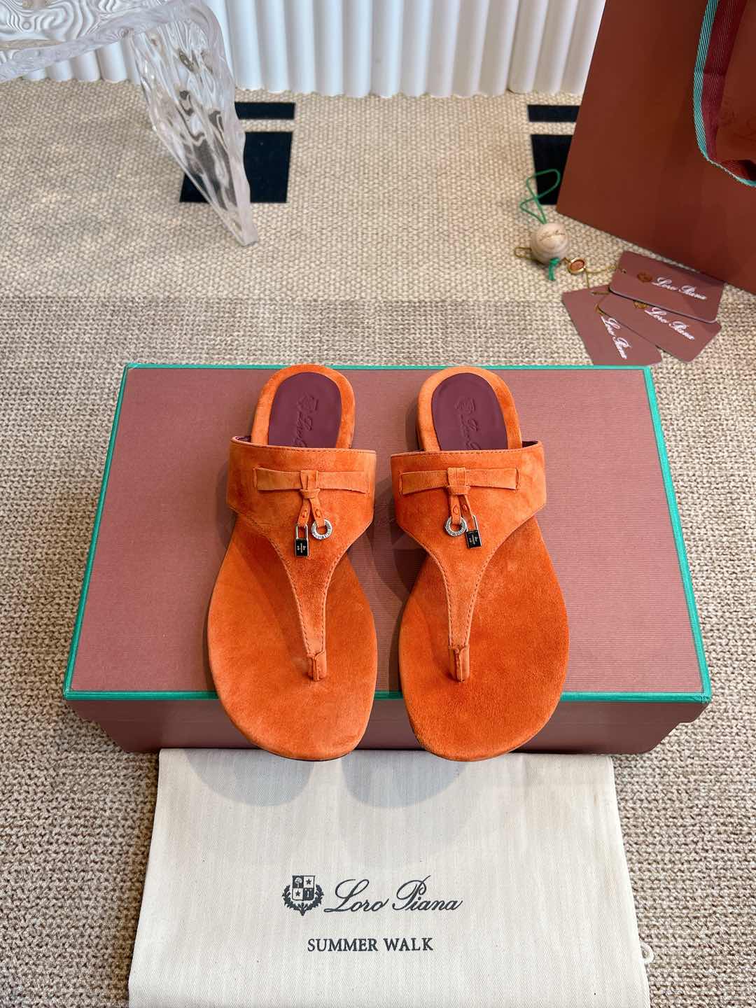 LP 25C Thong Slide Sandal  Kyoto Orange Suede 208110