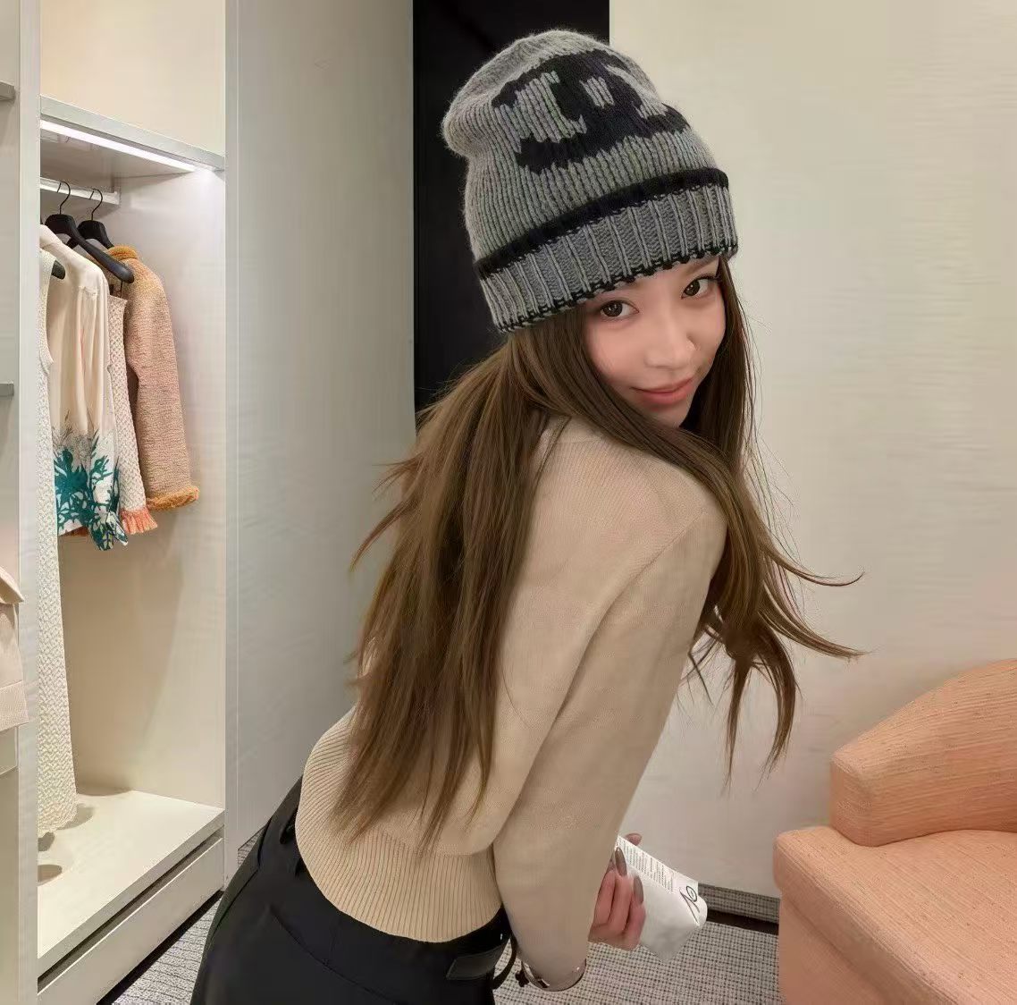 Chanel Double C Beanie Wool 477882