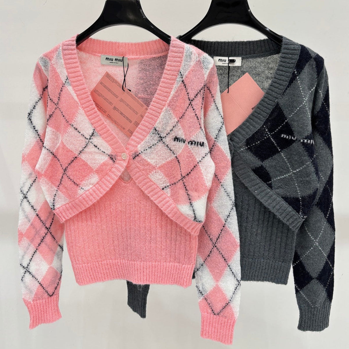 Miumiu 2026 Argyle Cardigan Knit 431816