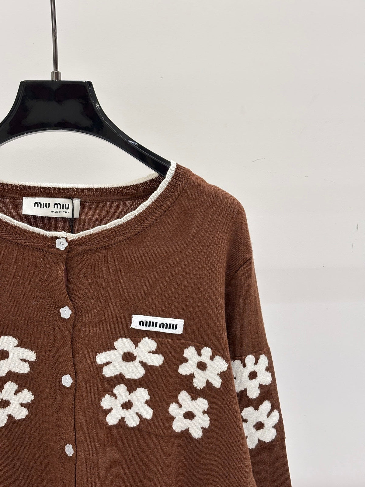 Miumiu 2026 Crew-Neck Embroidered Cardigan Wool 431814