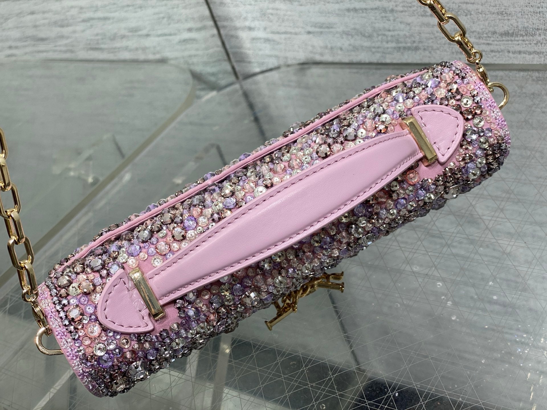 Dior 2026 Embellished With Sparkling Crystals Pink Leather