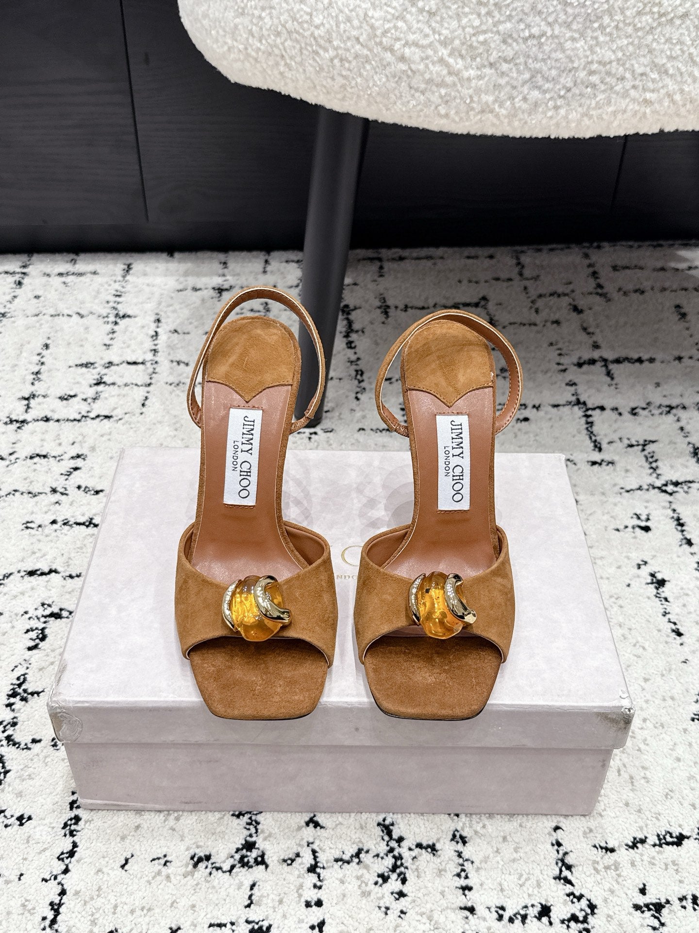 Jimmy Choo 2026 Emani Sandals 100mm Silk Suede 955546