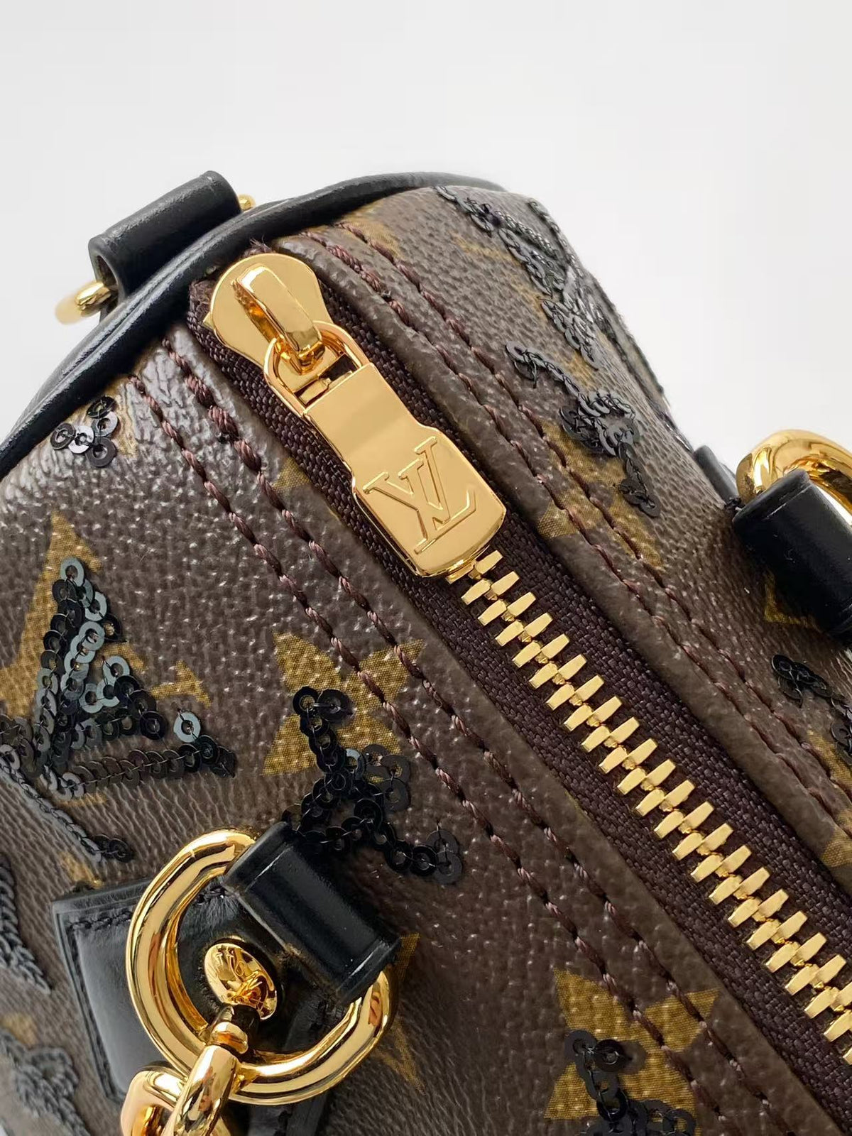 LV 2026 Speedy Bandoulière 20 Bag Black Brown Canvas Leather 281524