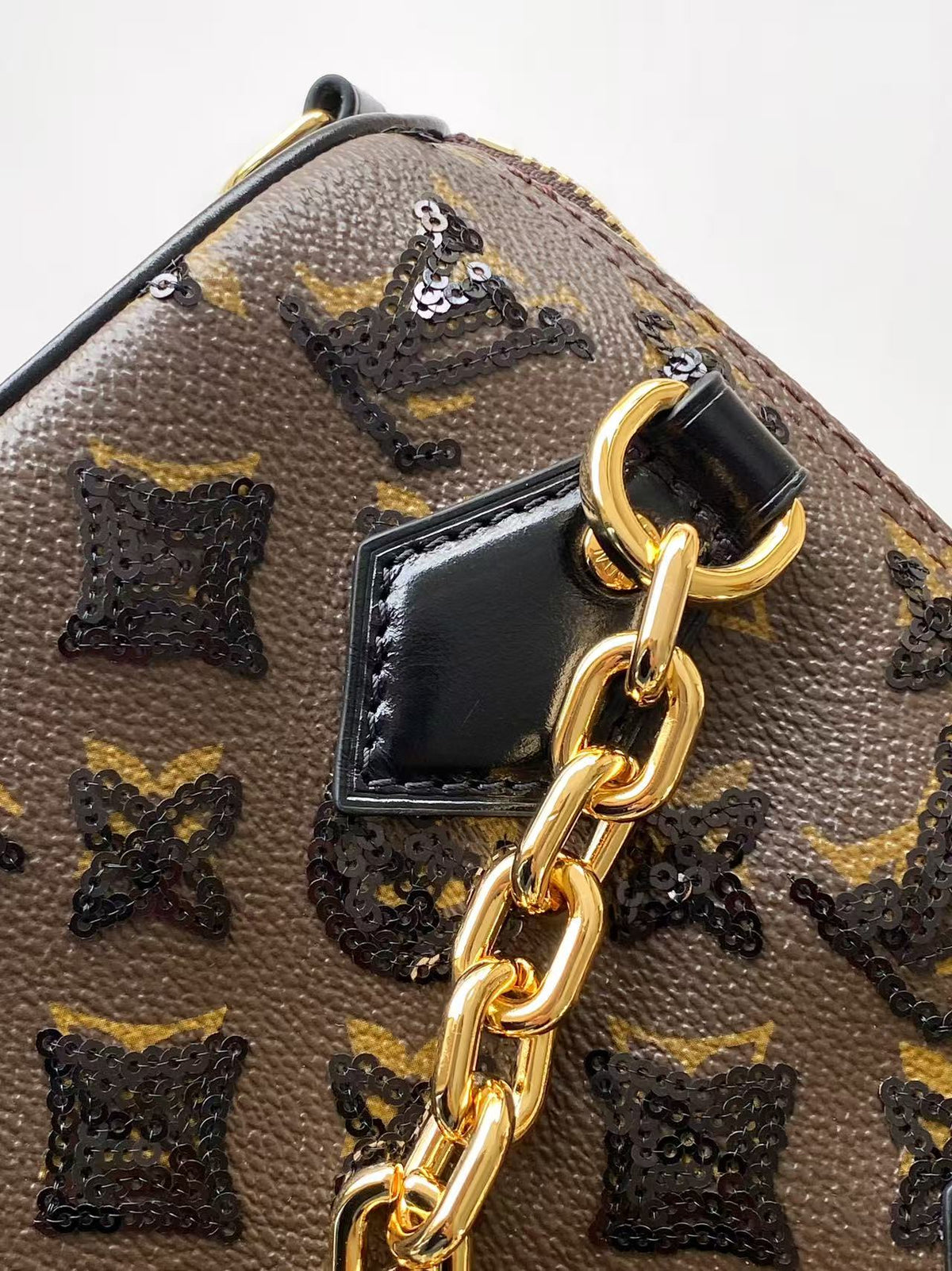 LV 2026 Speedy Bandoulière 20 Bag Black Brown Canvas Leather 281524