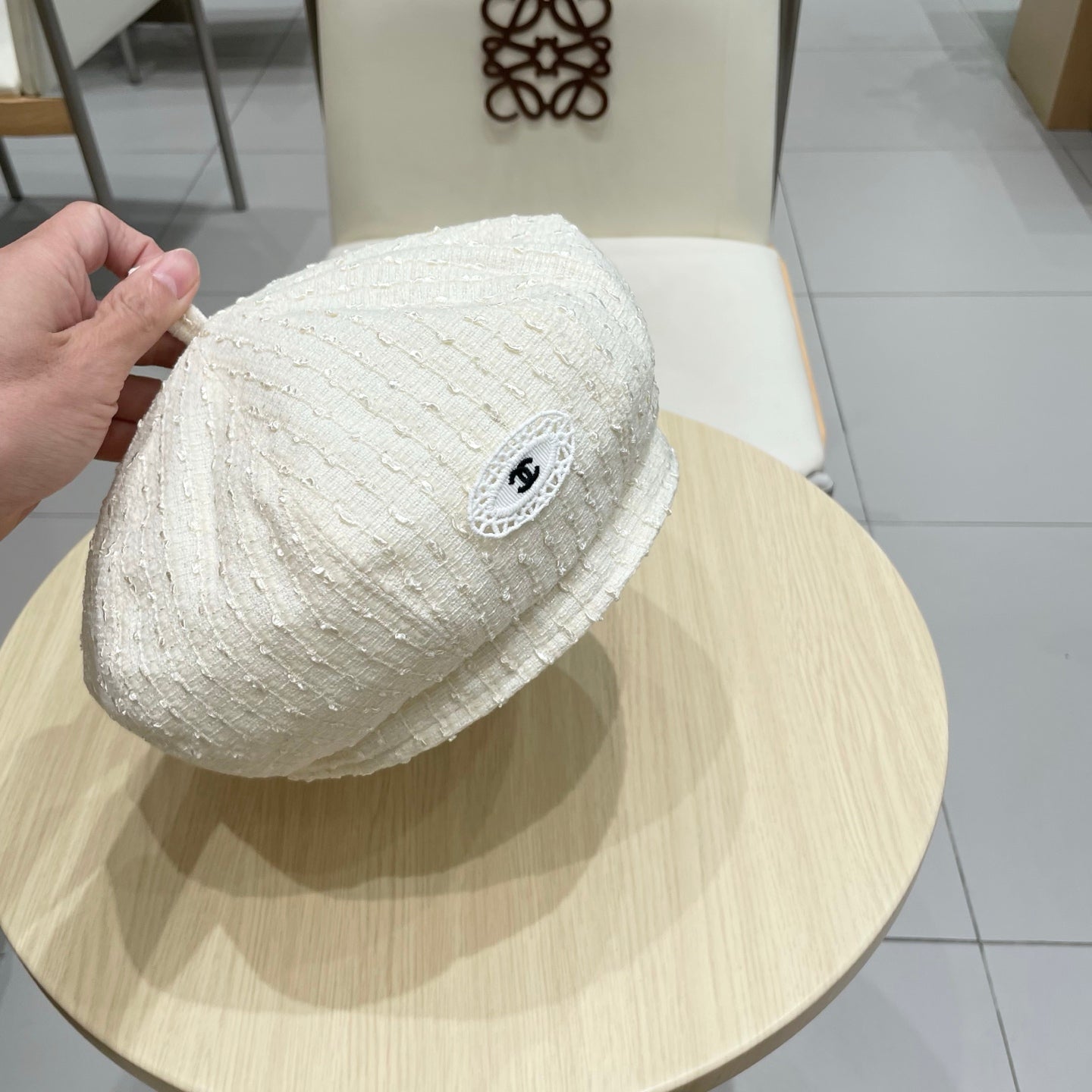 Chanel Embroidered Chanel Logo Beret 412878
