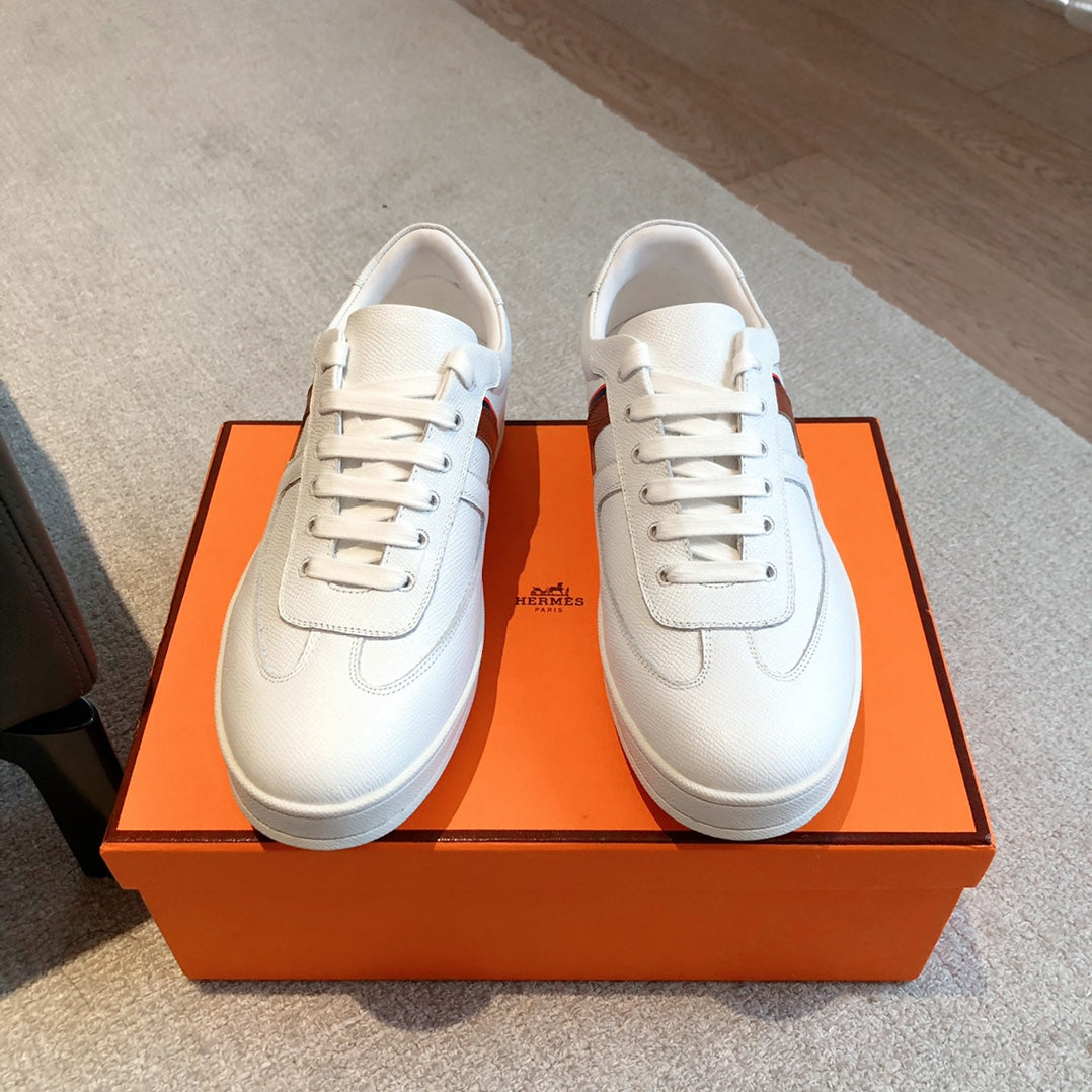 HM BOOMERANG SNEAKER WHITE AND RED CALFSKIN