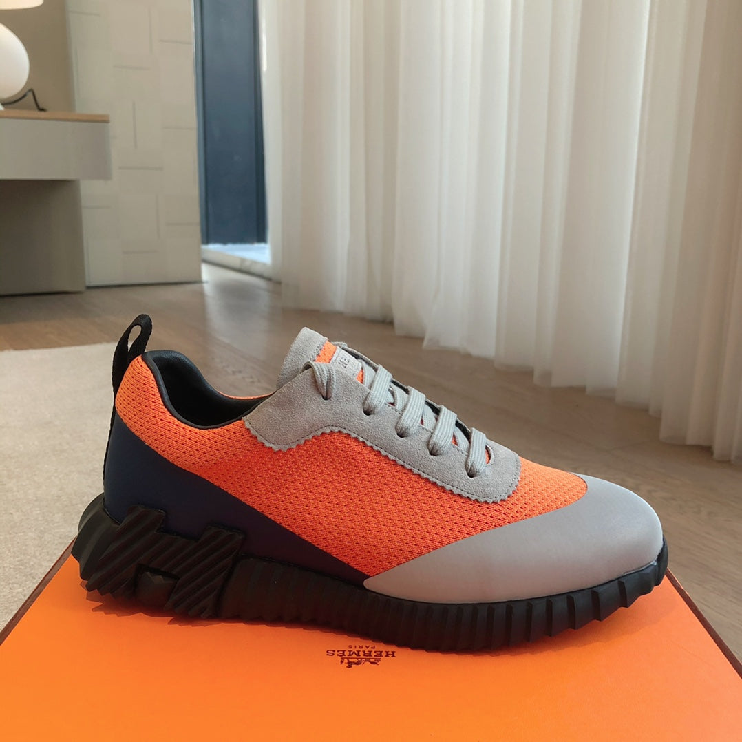 HM Men's 25 Bouncing Sneaker Orange Mesh Cowhide 639251