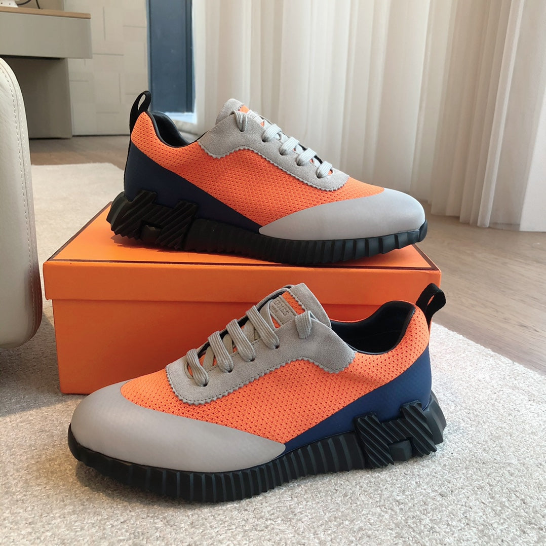 HM Men's 25 Bouncing Sneaker Orange Mesh Cowhide 639251