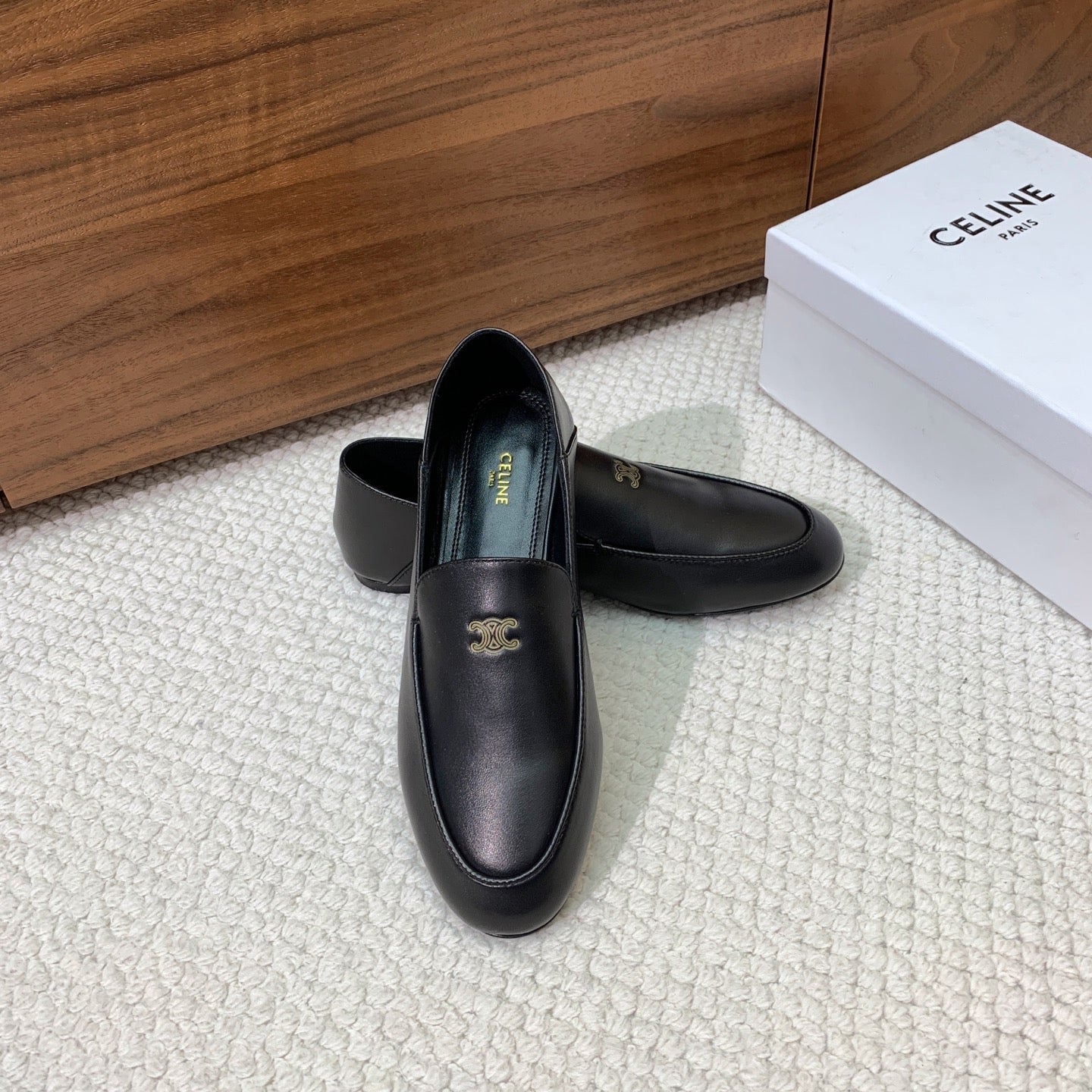 Celine 2026 Aura Loafers Black Cowhide 995216