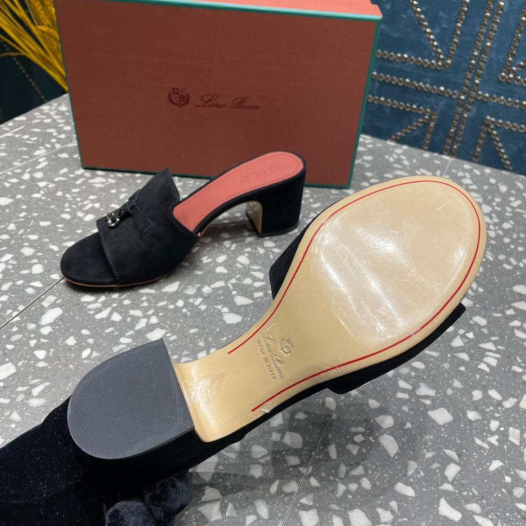 Summer Charms Mules 50mm Black Suede Salmon Lambskin