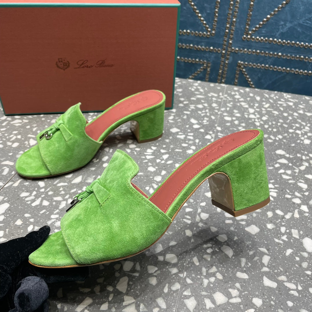Summer Charms Mules 50mm Green Suede Salmon Lambskin