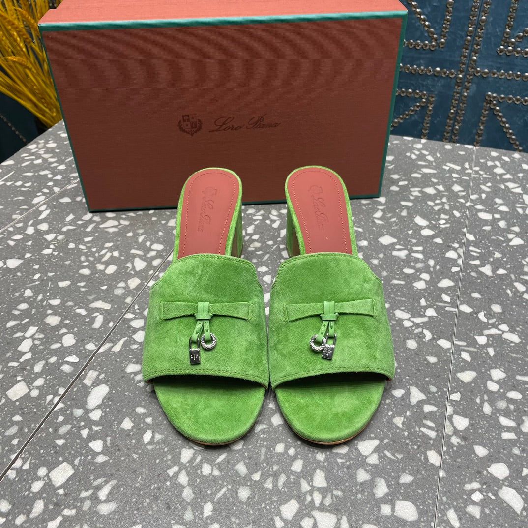 Summer Charms Mules 50mm Green Suede Salmon Lambskin