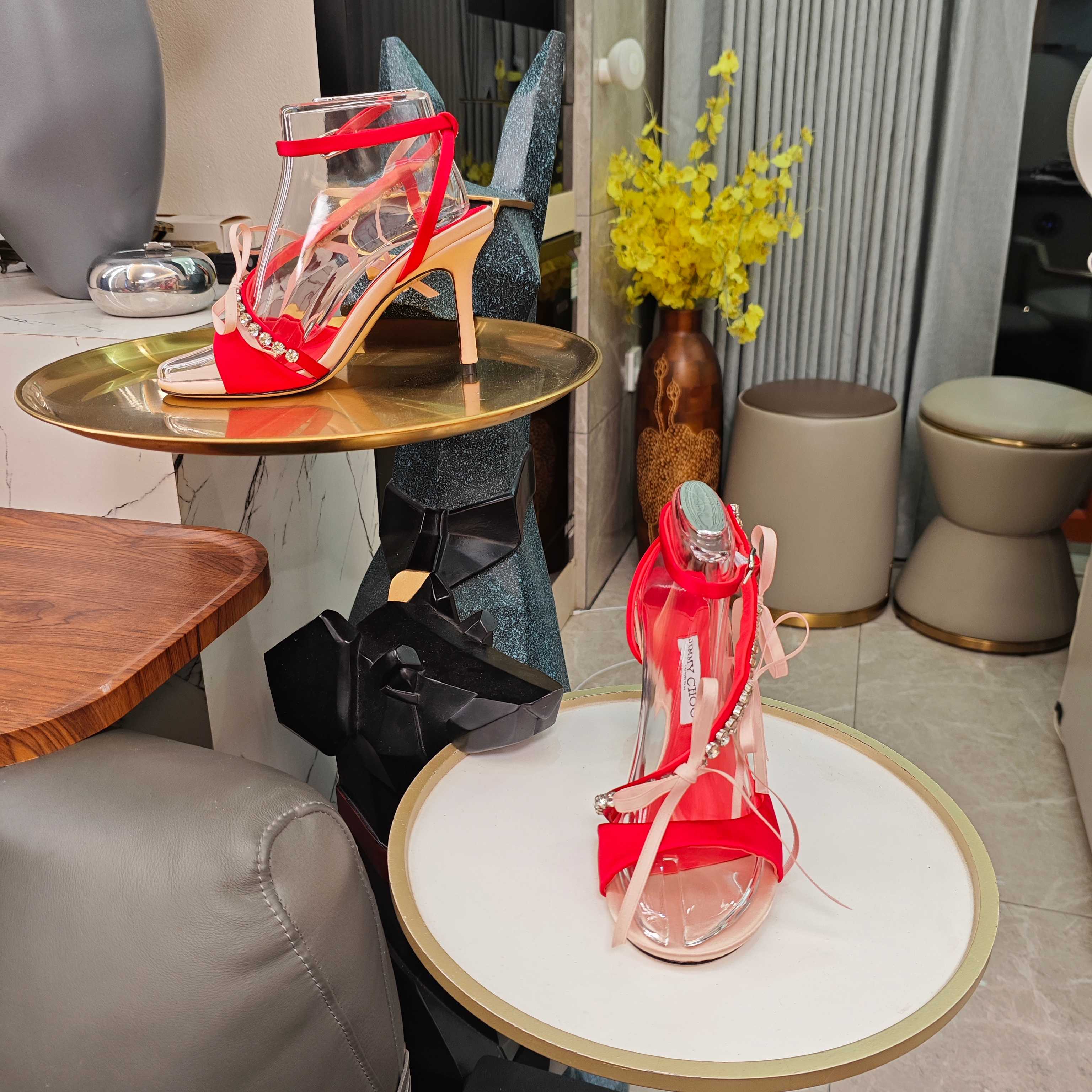 Jimmy 26s High Heeled Sandals 100 Light Pink Red Lambskin 596329