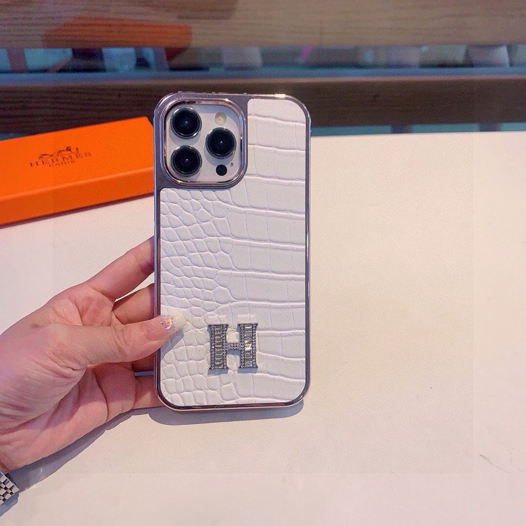 Hermes Crocodile Pattern H Phone Case 390516