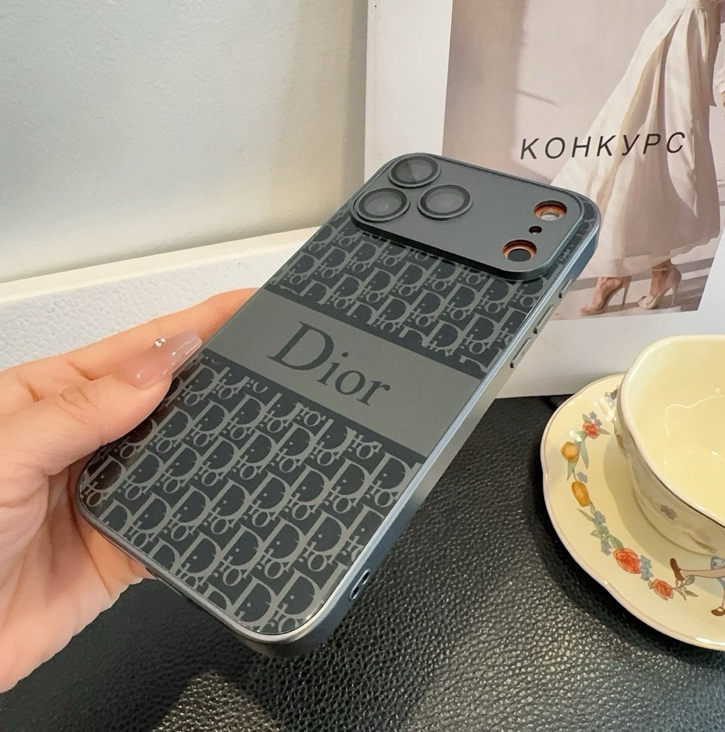 Dior Phone Case With Monogram Pattern 393864