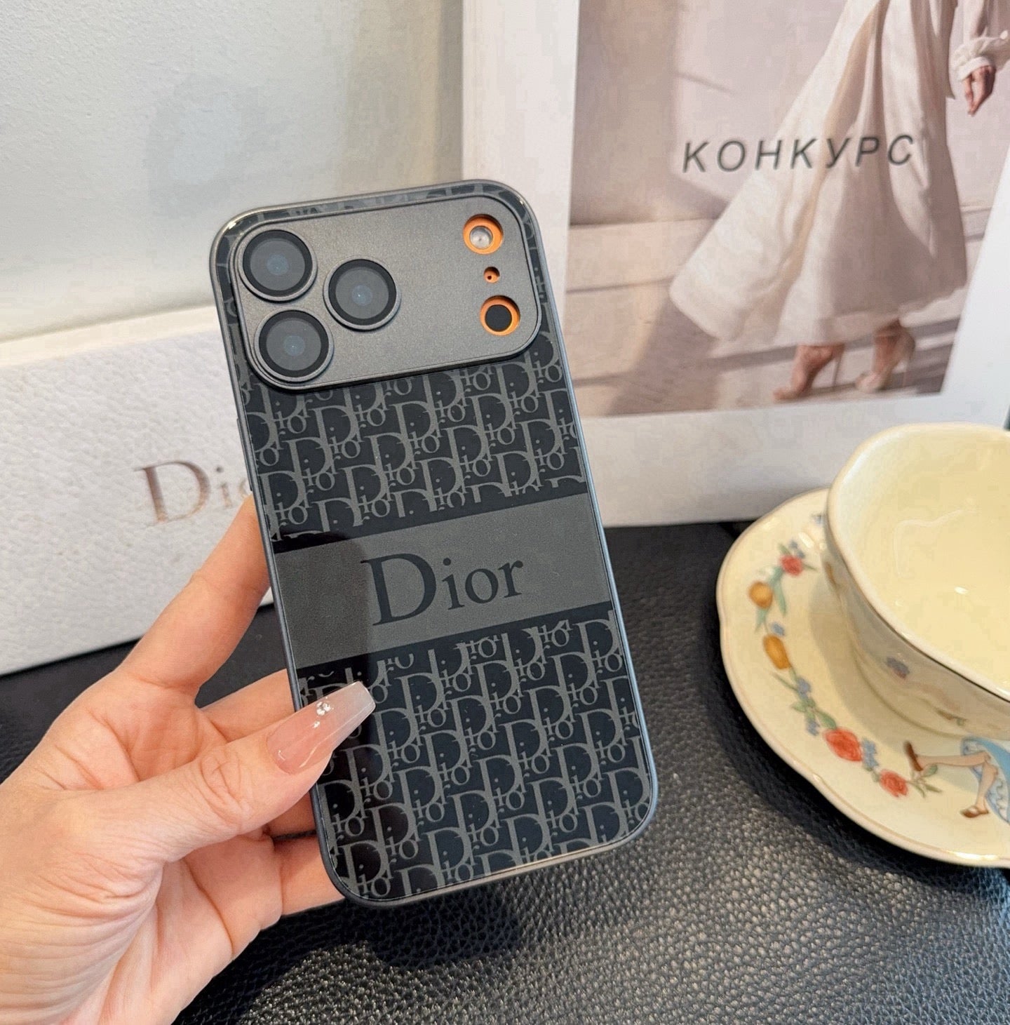 Dior Phone Case With Monogram Pattern 393864