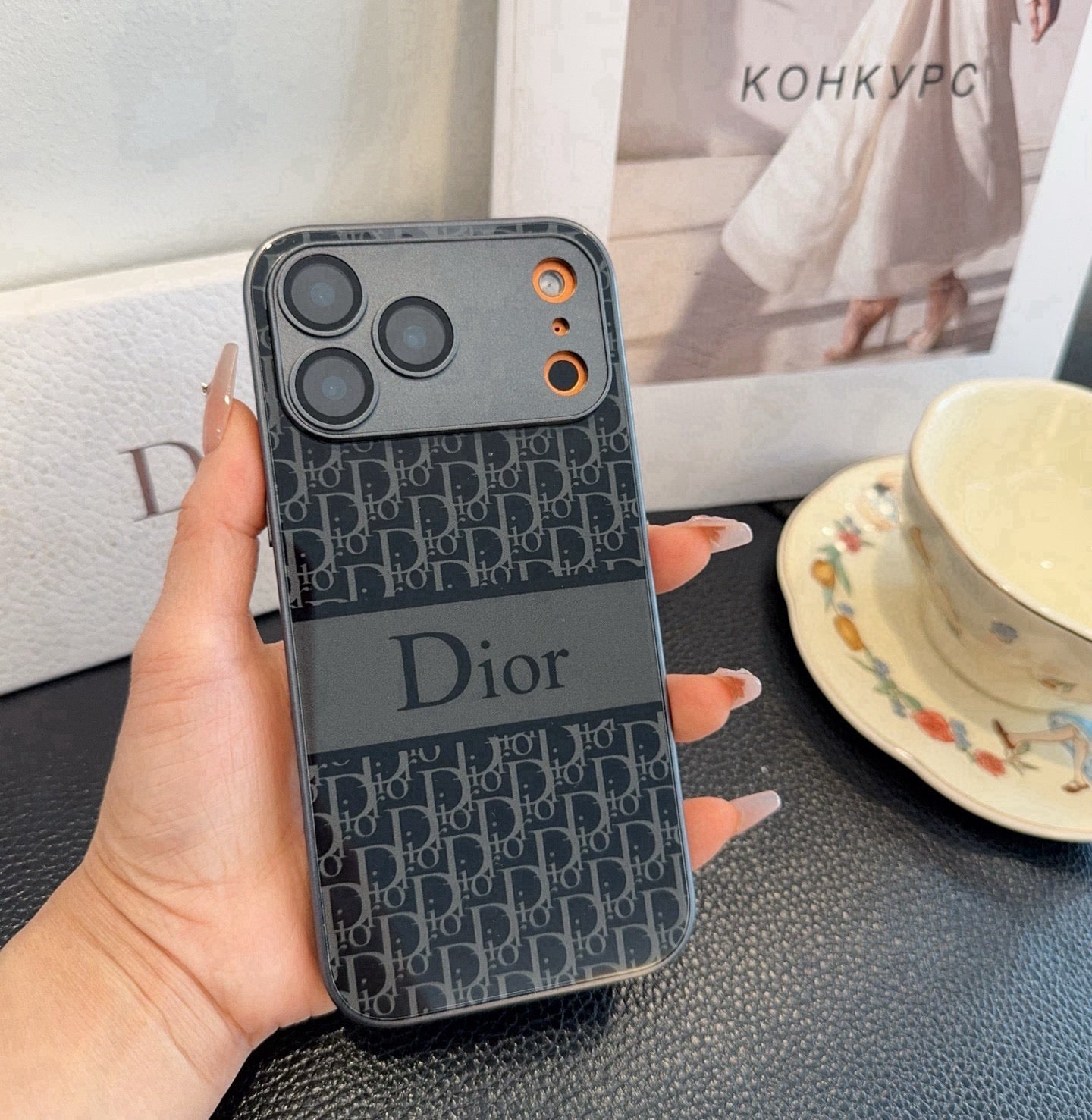 Dior Phone Case With Monogram Pattern 393864