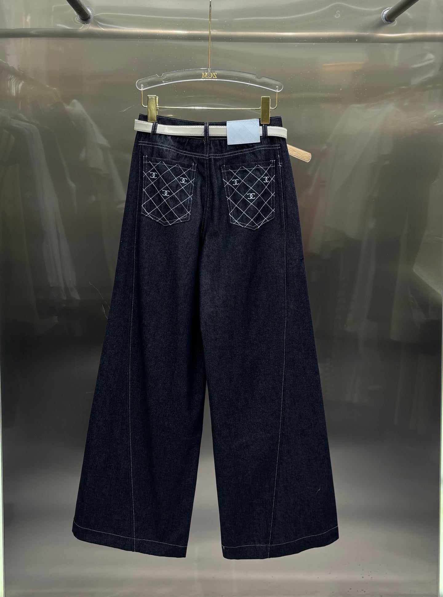 Chanel 2026 Jeans With White Belt Blue Cotton 225075