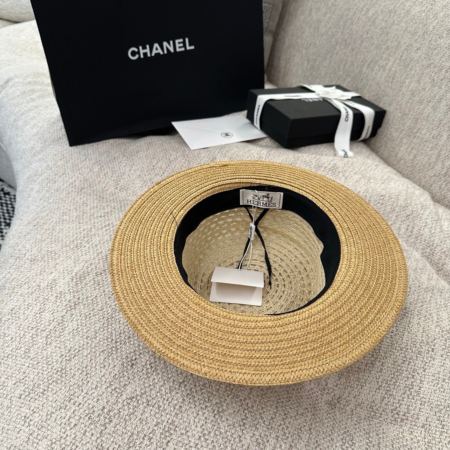 Hermes Flat-top Straw Hat 214518