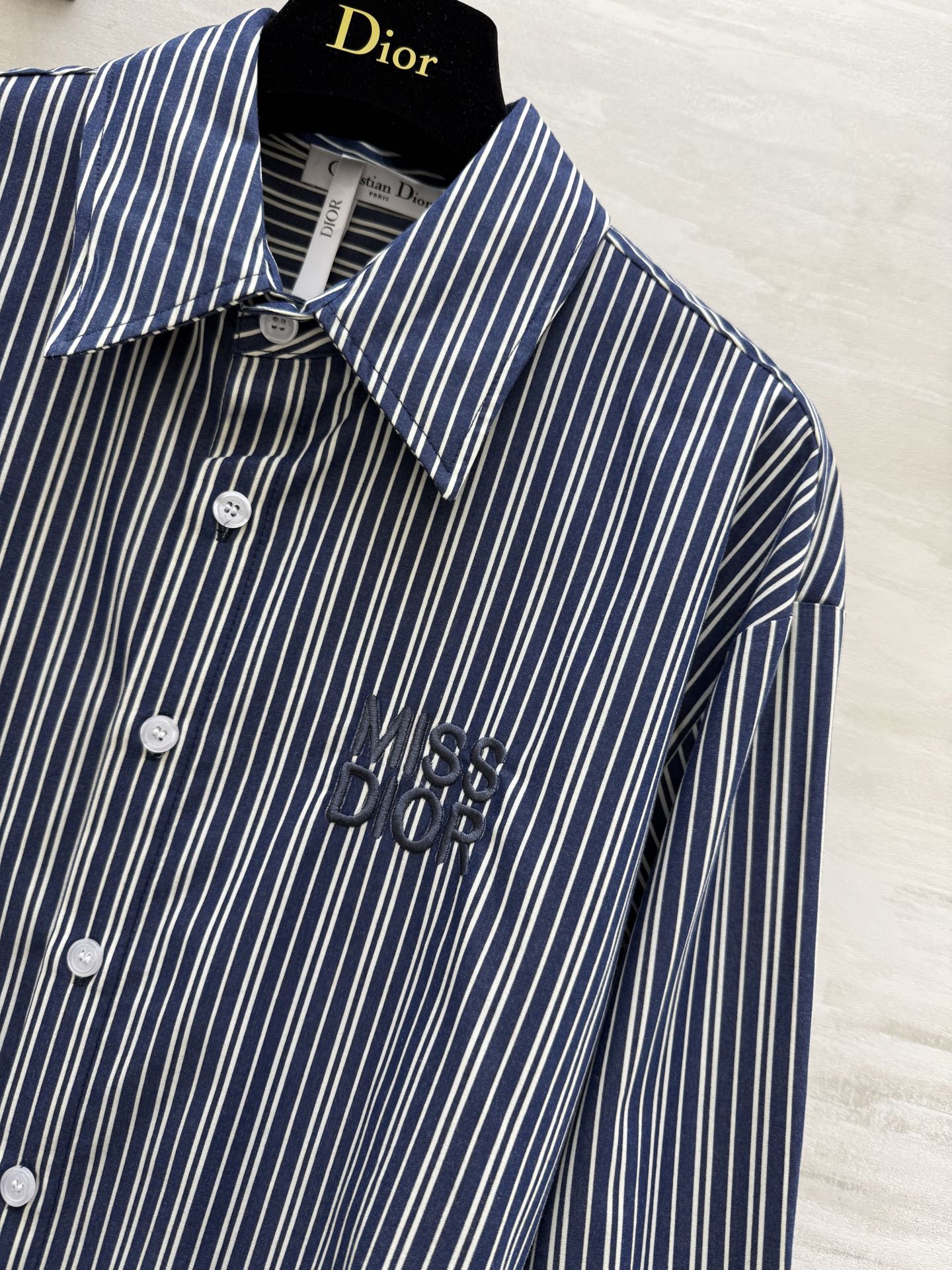 CD 25 Striped Shirt Navy Blue Cotton