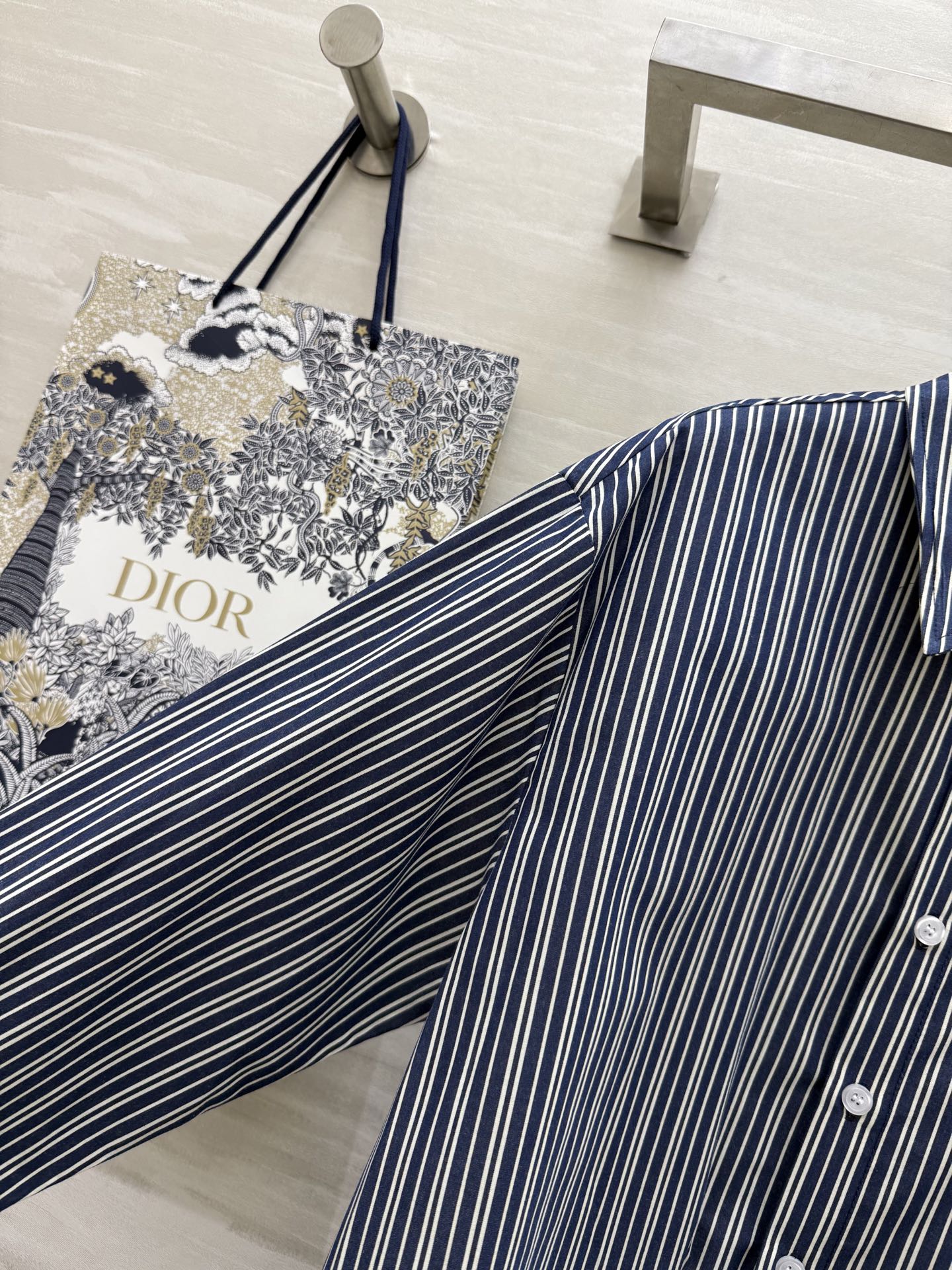 CD 25 Striped Shirt Navy Blue Cotton