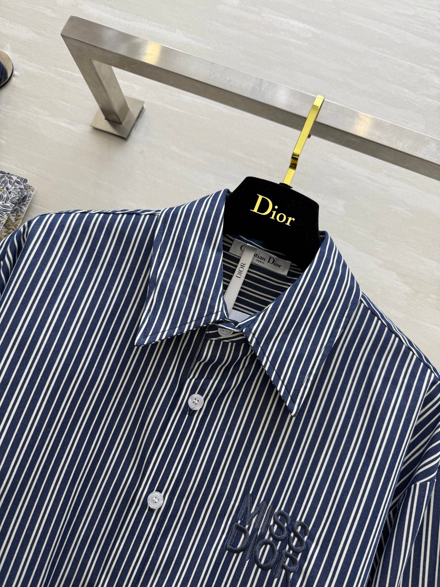 CD 25 Striped Shirt Navy Blue Cotton