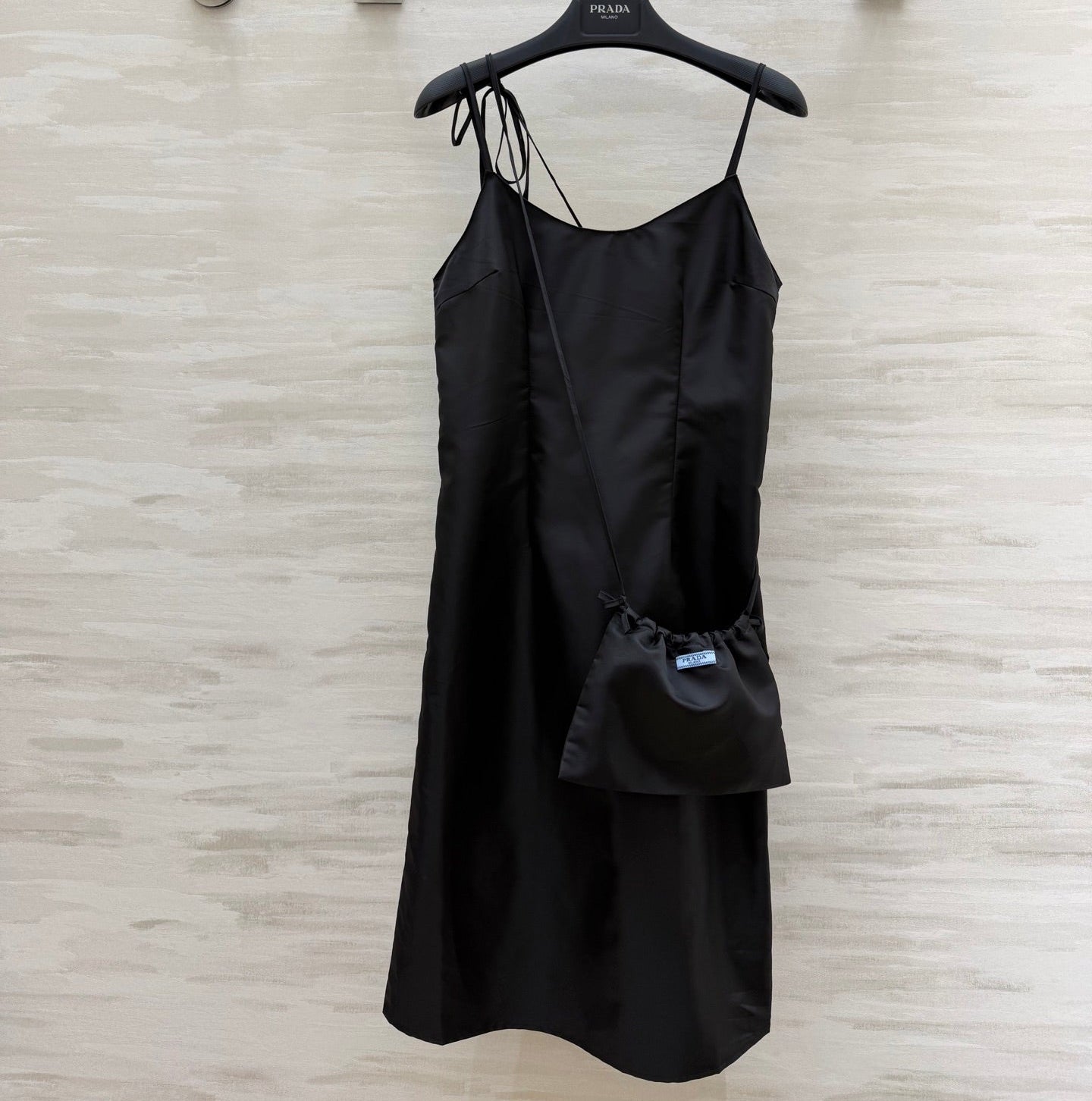 Prada 2026 Slip Dress Black Satin 358324