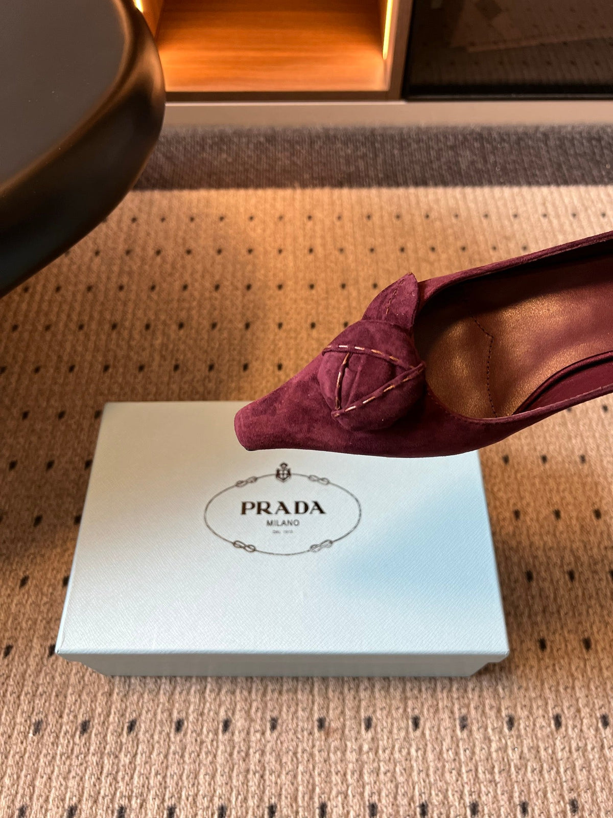 Prada 2026 Bow Pointed Toe Pumps Suede 151280